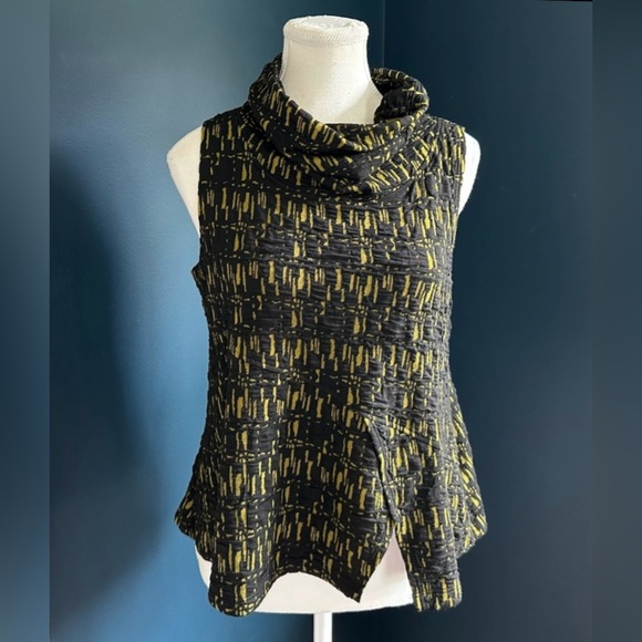 Lisa Bayne Textured Stretch Cowl Neck Hi Lo Sleeveless Top | Size XS - Picture 7 of 8